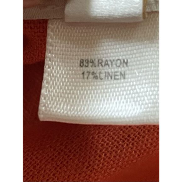 Monteau Los Angeles Orange Maxi Dress Linen Blend Ruffle Hem Size S - Picture 4 of 10